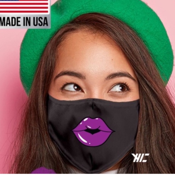 Accessories - MADE IN USA Black Face Mask Yellow Lip Graphics